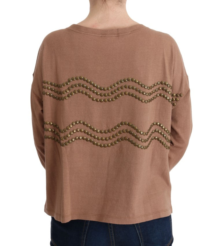 John Galliano Brown Studded Cotton Jumper