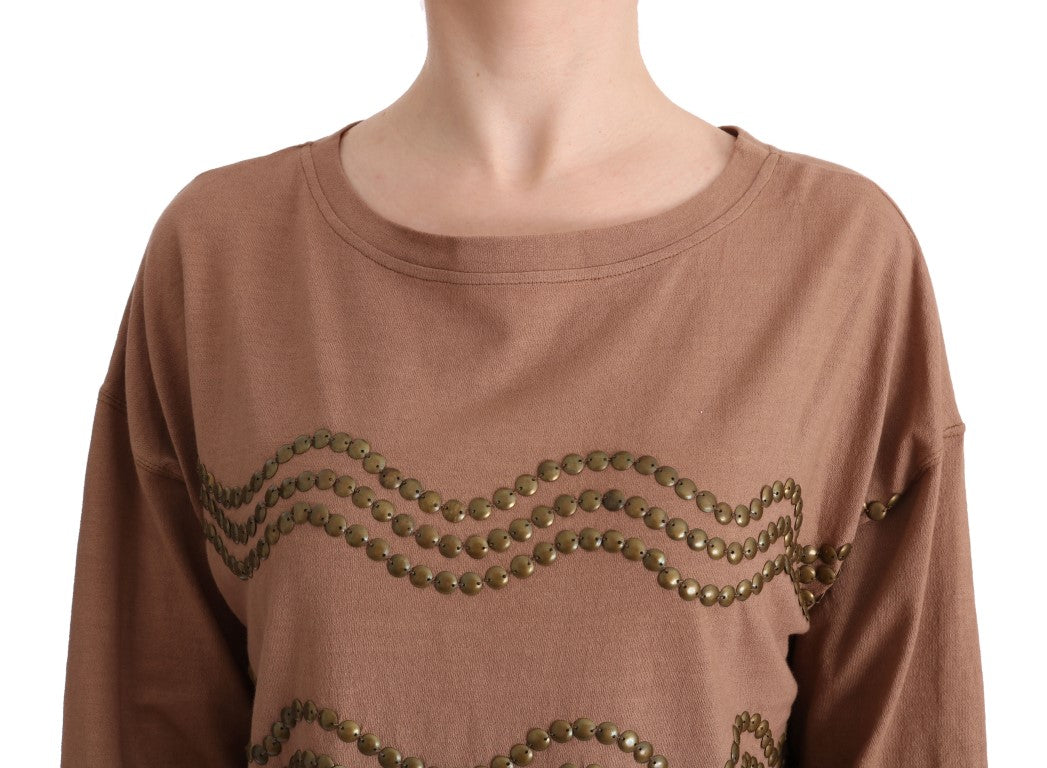 John Galliano Brown Studded Cotton Jumper