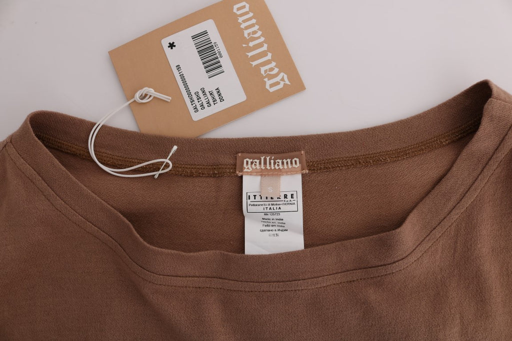 John Galliano Brown Studded Cotton Jumper