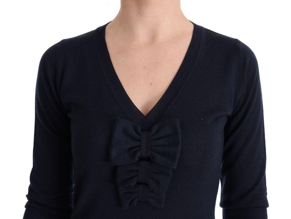 MARGHI LO' Blue long-sleeved wool shift dress