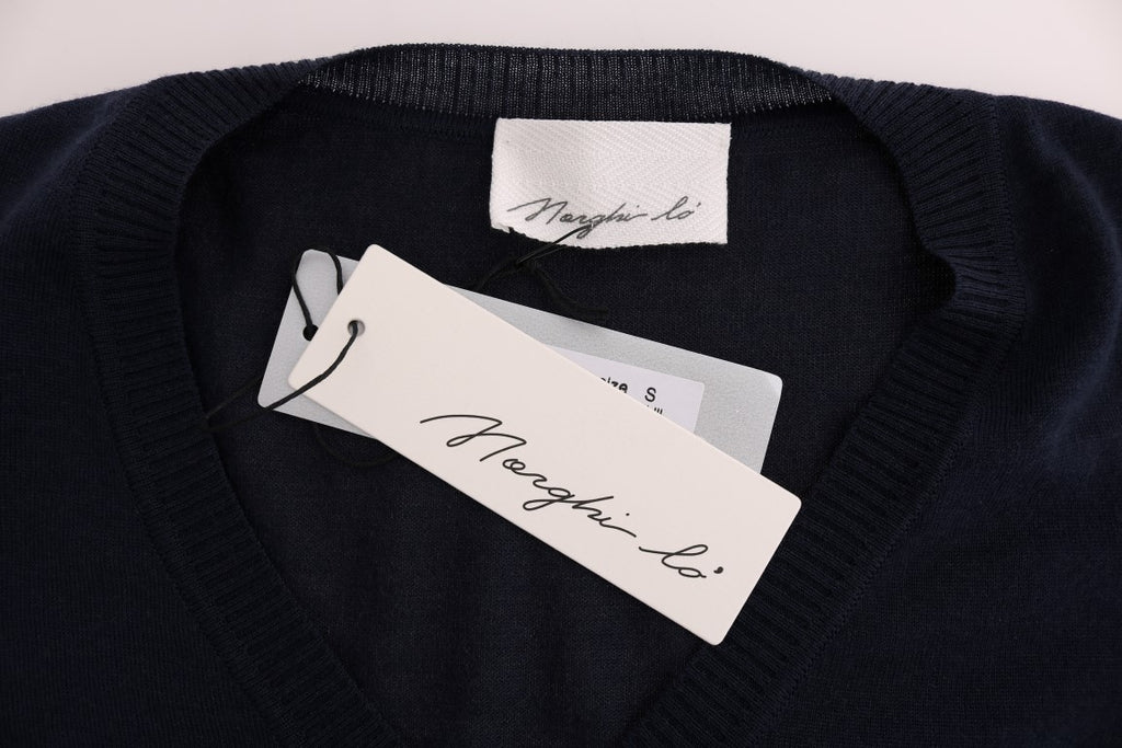 MARGHI LO' Blue long-sleeved wool shift dress