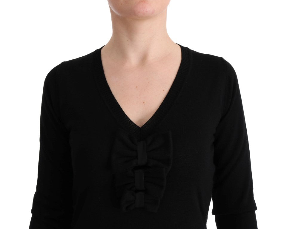 MARGHI LO' Langärmeliges Shiftkleid aus schwarzer Wolle