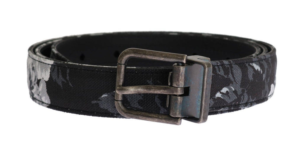 Dolce & Gabbana Schwarzer Cayman Leinen Ledergürtel
