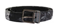Dolce & Gabbana Schwarzer Cayman Leinen Ledergürtel