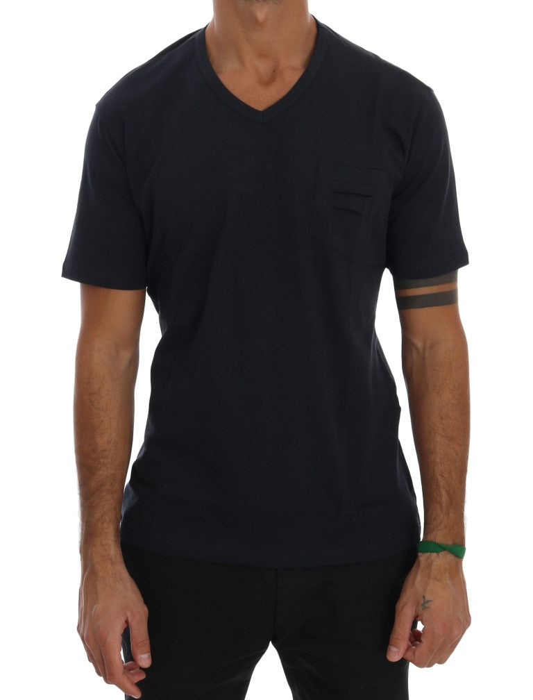 Daniele Alessandrini Men's Blue V-Neck Cotton T-Shirt