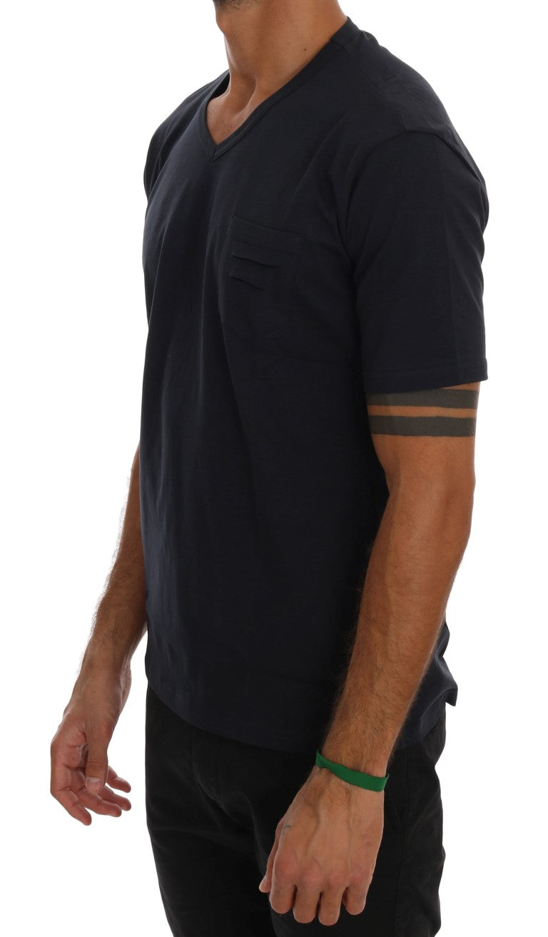 Daniele Alessandrini Men's Blue V-Neck Cotton T-Shirt
