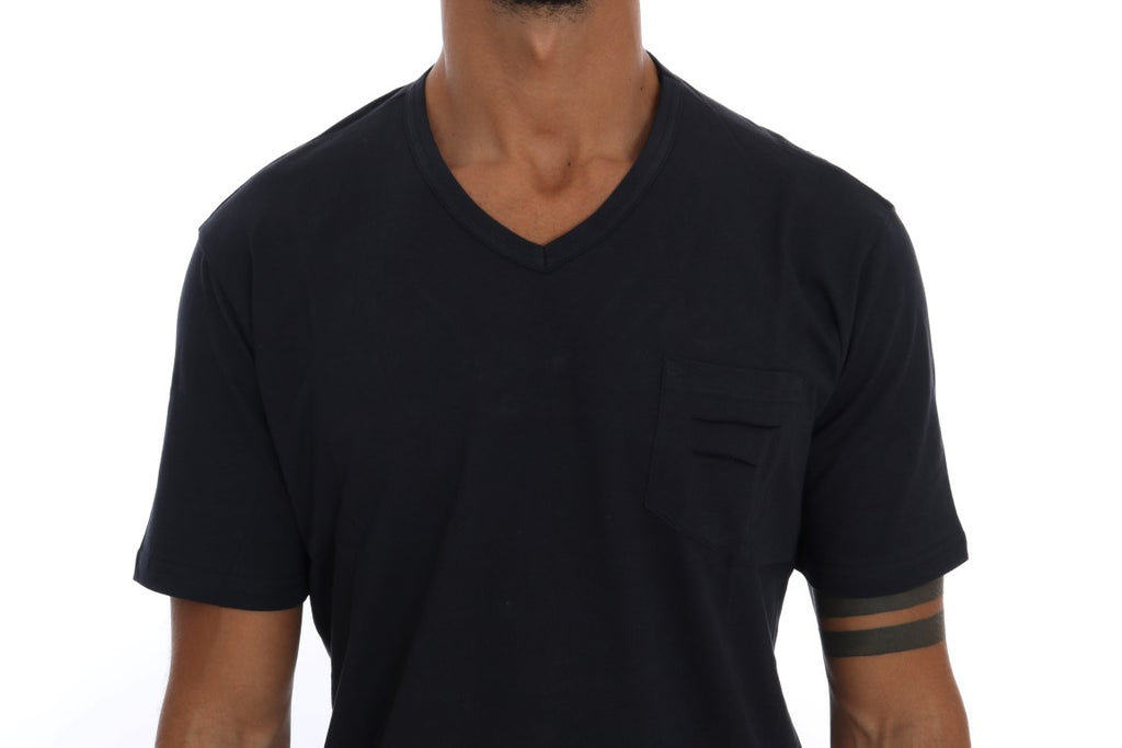 Daniele Alessandrini Men's Blue V-Neck Cotton T-Shirt