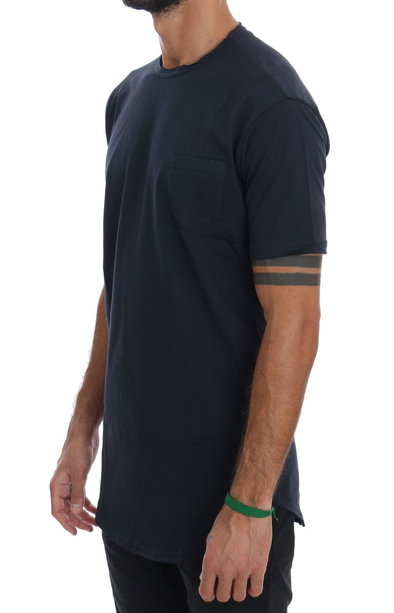 Daniele Alessandrini Round Neck T-Shirt in Blue Cotton