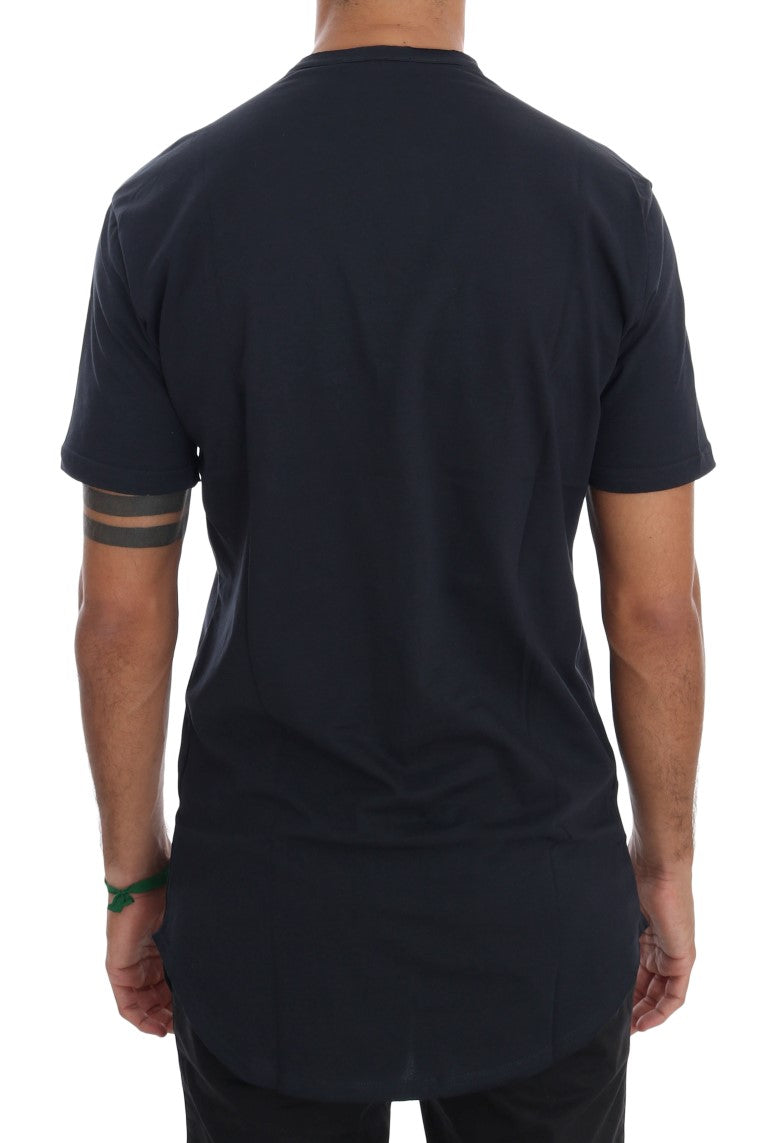 Daniele Alessandrini Round Neck T-Shirt in Blue Cotton
