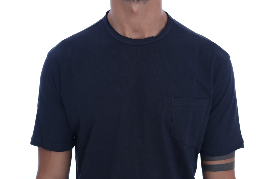 Daniele Alessandrini Round Neck T-Shirt in Blue Cotton