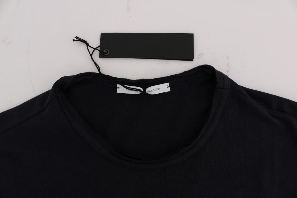 Daniele Alessandrini Round Neck T-Shirt in Blue Cotton
