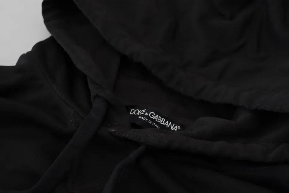 Dolce & Gabbana Schwarzes Baumwoll-Logo-Sweatshirt mit Kapuze Pullover