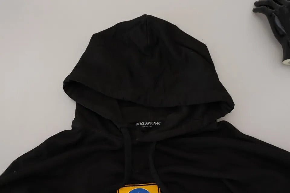 Dolce & Gabbana Schwarzes Baumwoll-Logo-Sweatshirt mit Kapuze Pullover