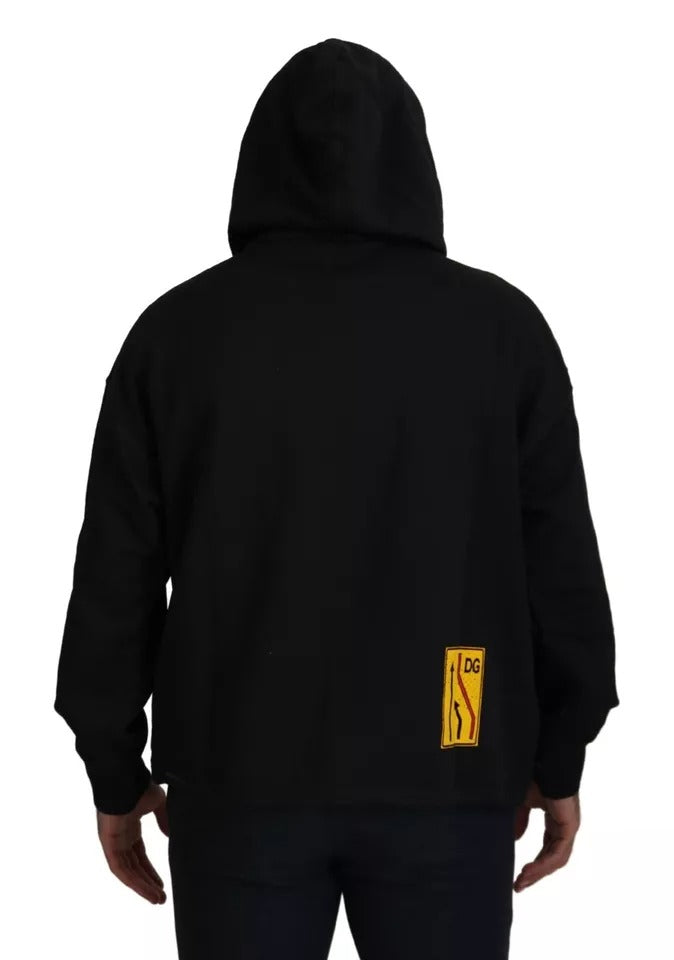 Dolce & Gabbana Schwarzes Baumwoll-Logo-Sweatshirt mit Kapuze Pullover