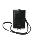 Dolce & Gabbana Black Calfskin Lanyard Logo Card Holder Men's Wallet