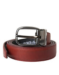Dolce & Gabbana Brown Leather Silver Metal Buckle Men's Belt