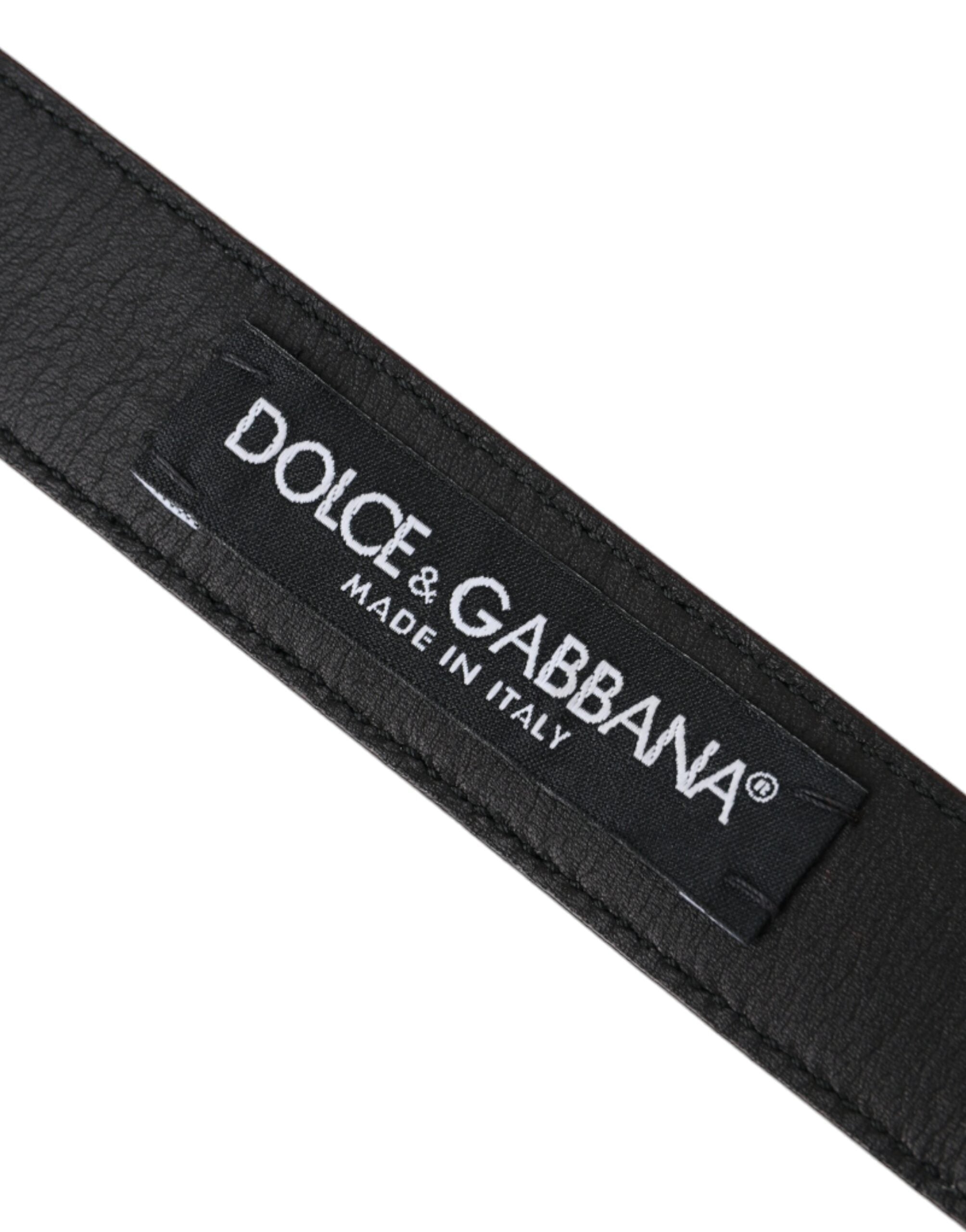 Dolce & Gabbana Brown Leather Silver Metal Buckle Men's Belt