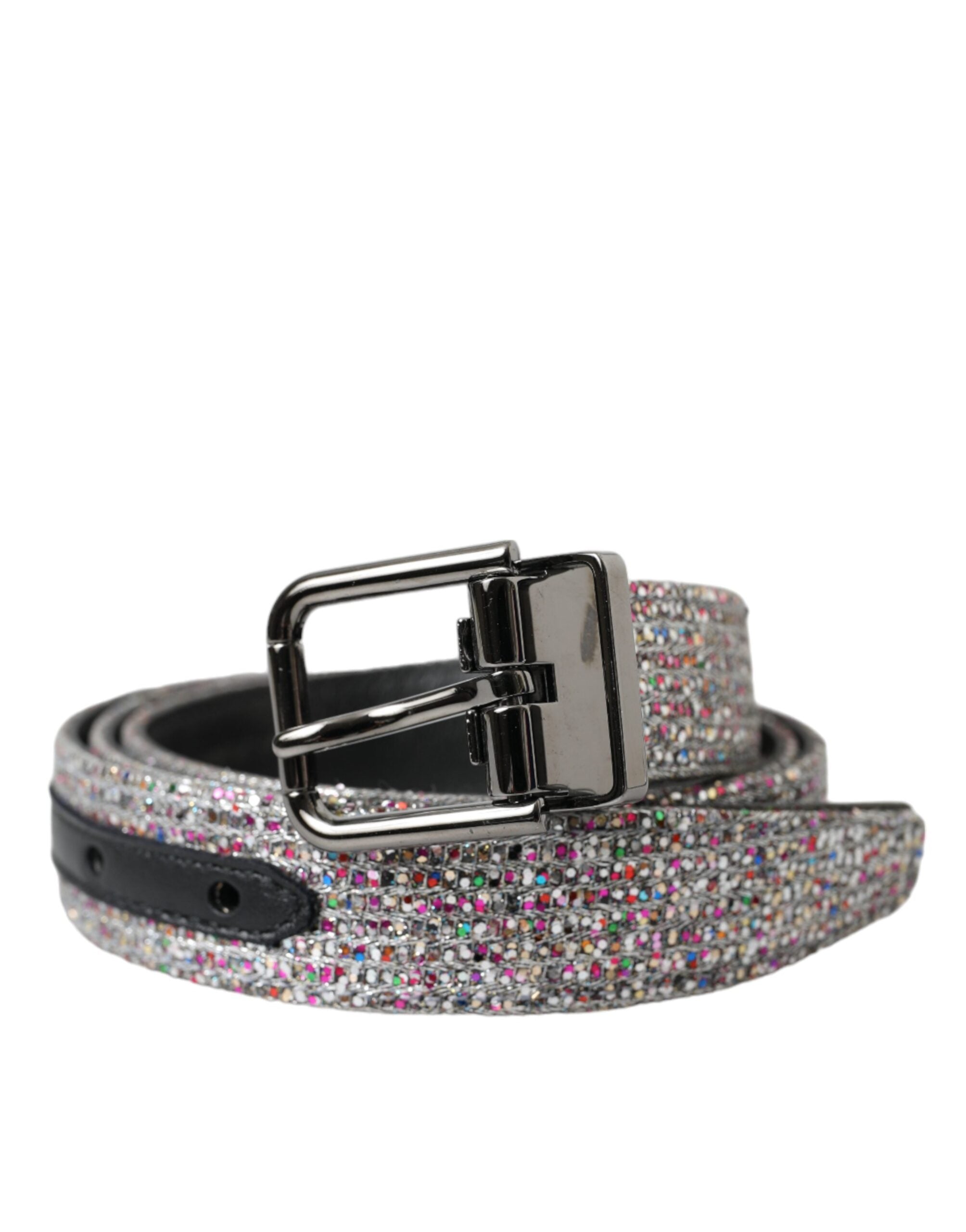 Dolce & Gabbana Multicolor Embellished Belt with Silver-Tone Buckle