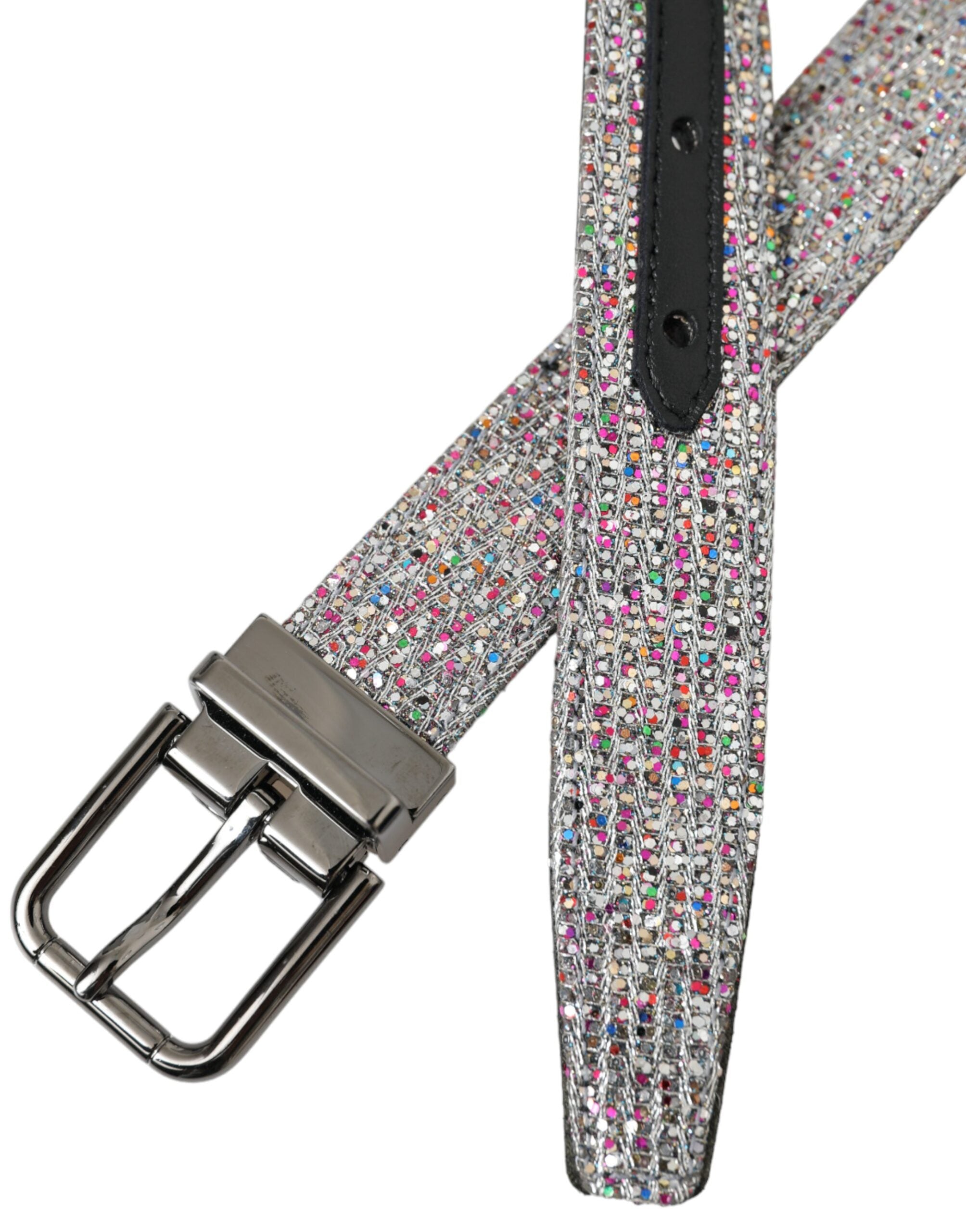 Dolce & Gabbana Multicolor Embellished Belt with Silver-Tone Buckle