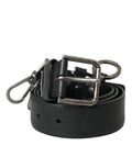 Dolce & Gabbana Black Calfskin Silver Metal Buckle Belt