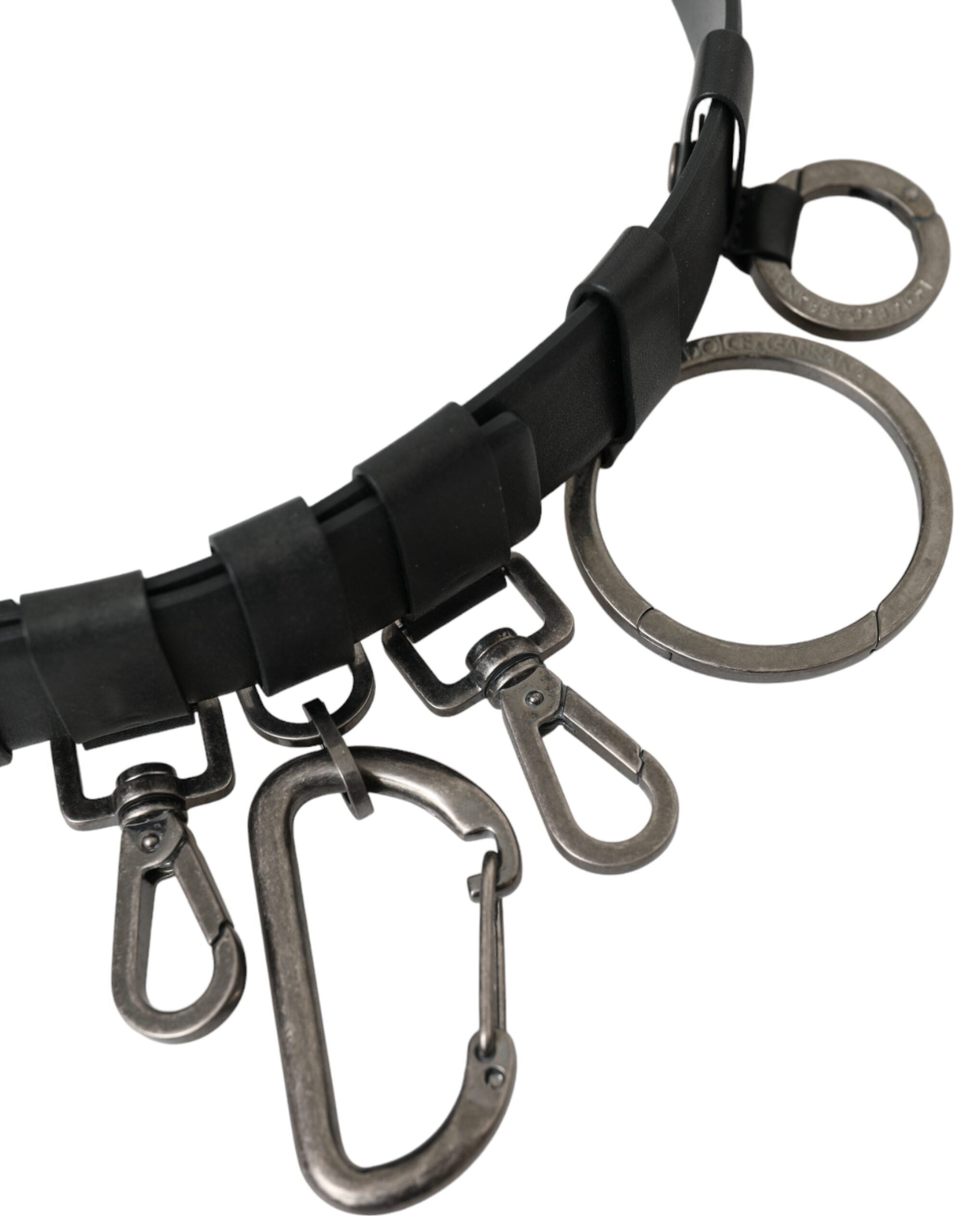 Dolce & Gabbana Black Calfskin Silver Metal Buckle Belt