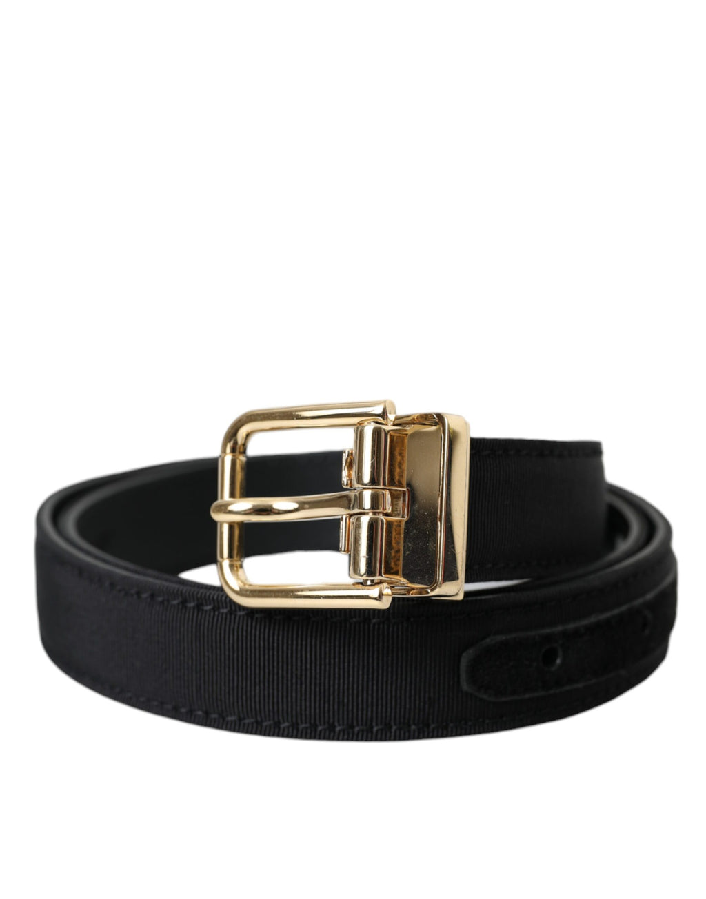 Dolce & Gabbana Black Grosgrain Gold Metal Buckle Belt Men