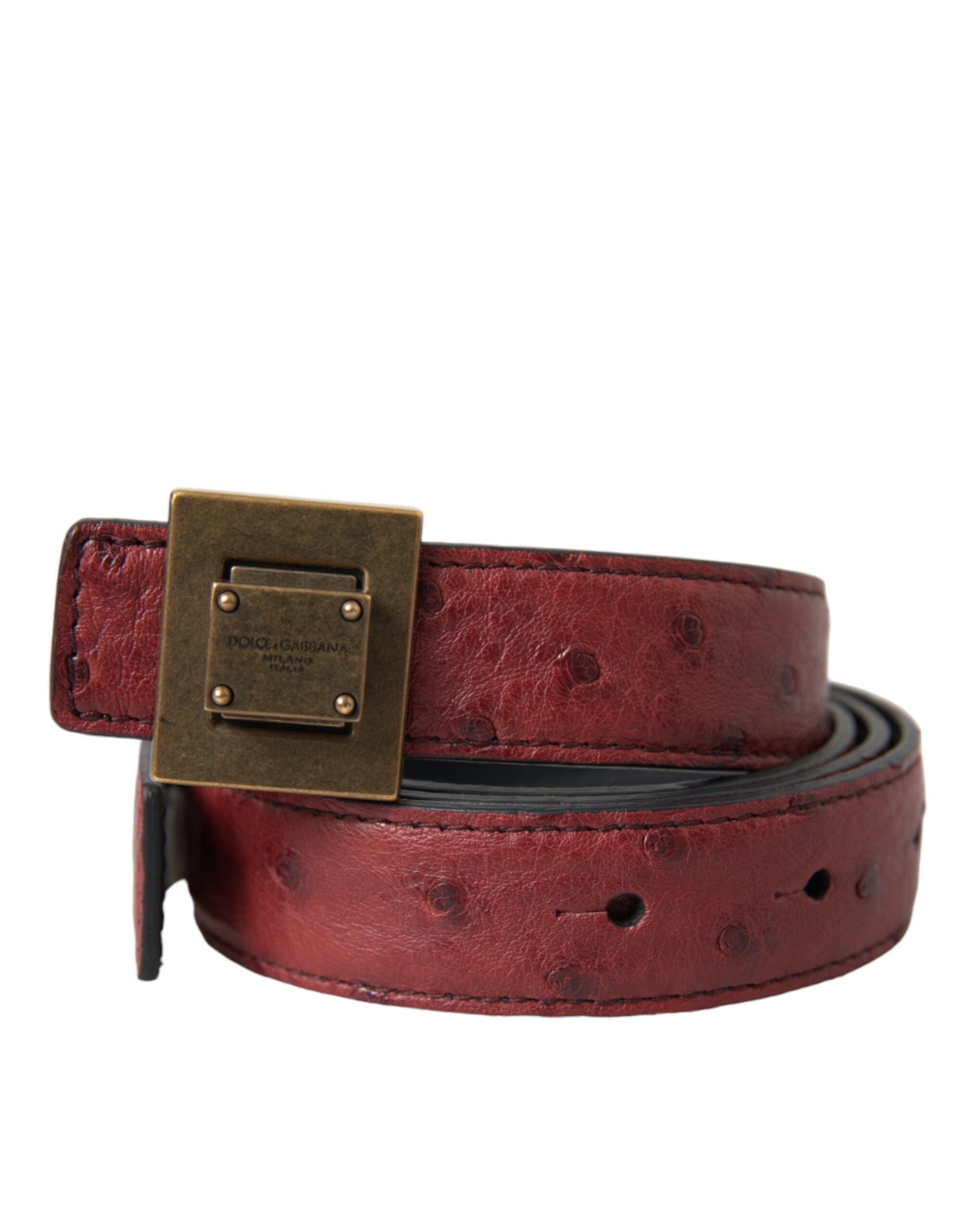 Dolce & Gabbana Brown Leather Belt with Square Metal Buckle