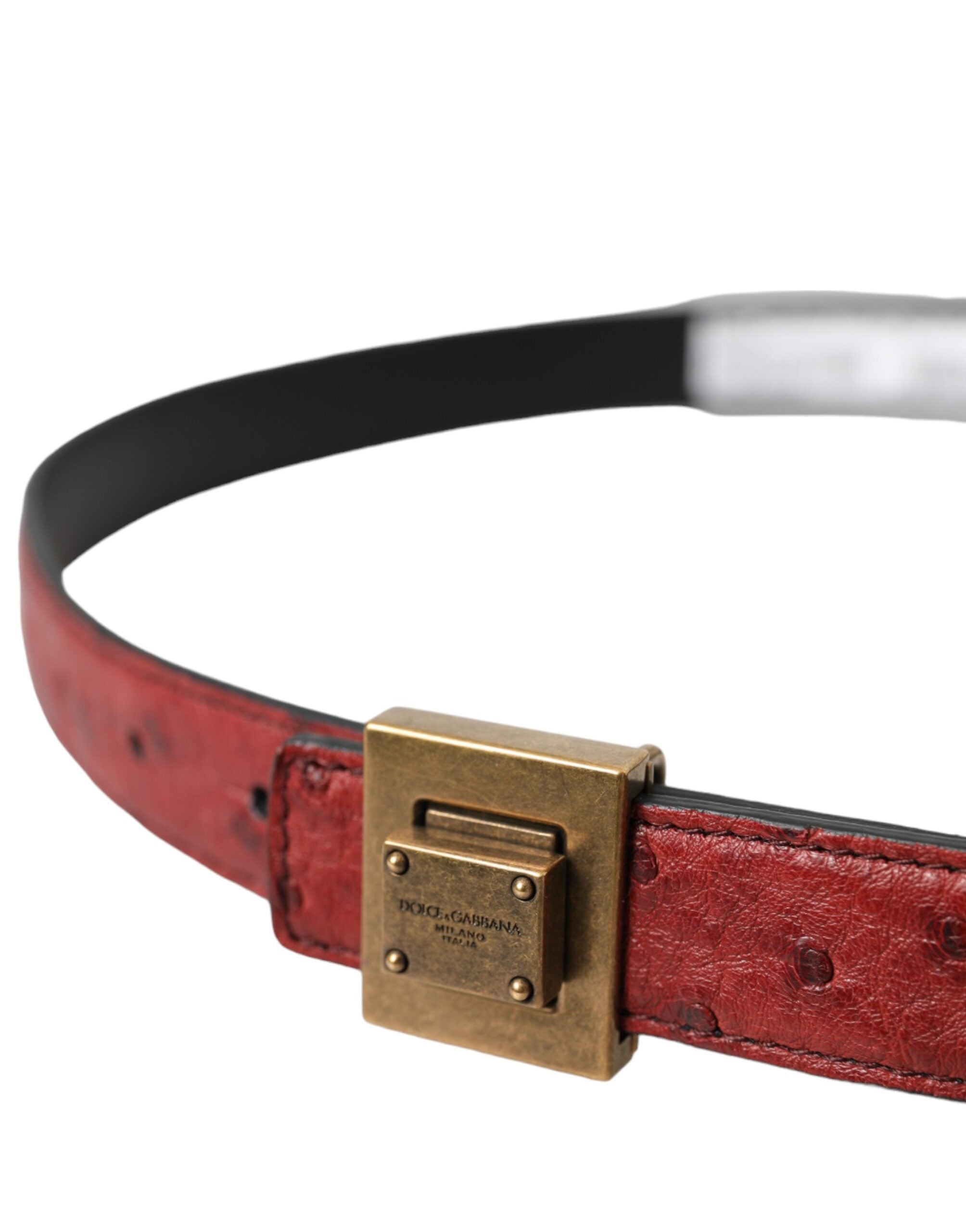 Dolce & Gabbana Brown Leather Belt with Square Metal Buckle
