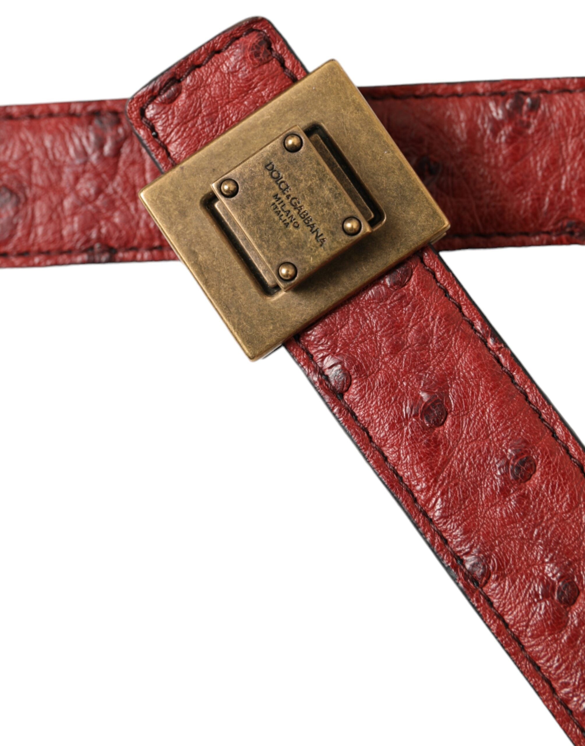 Dolce & Gabbana Brown Leather Belt with Square Metal Buckle