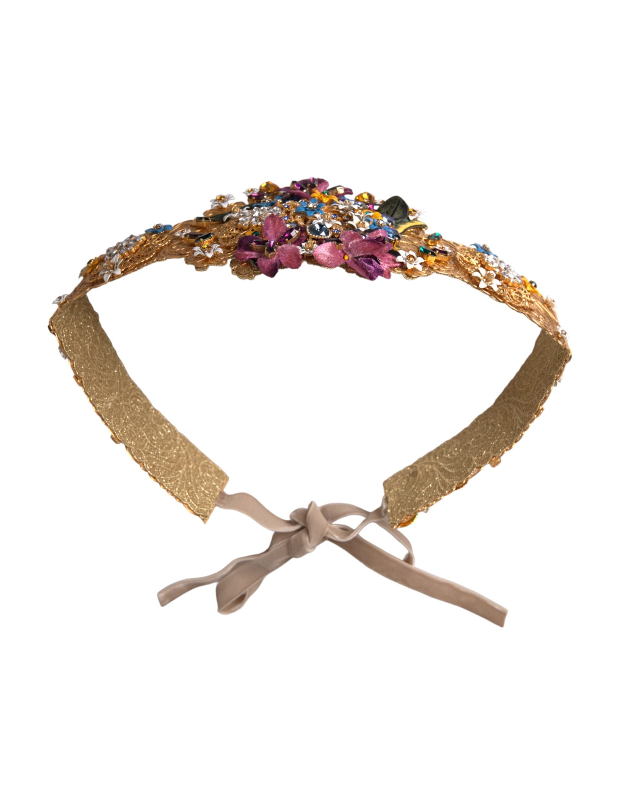 Dolce & Gabbana Multicolor Embellished Floral Crystal Wide Belt