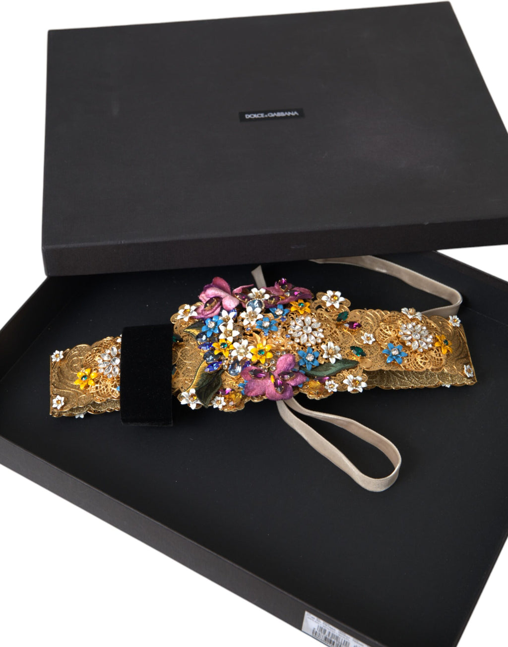 Dolce & Gabbana Multicolor Embellished Floral Crystal Wide Belt