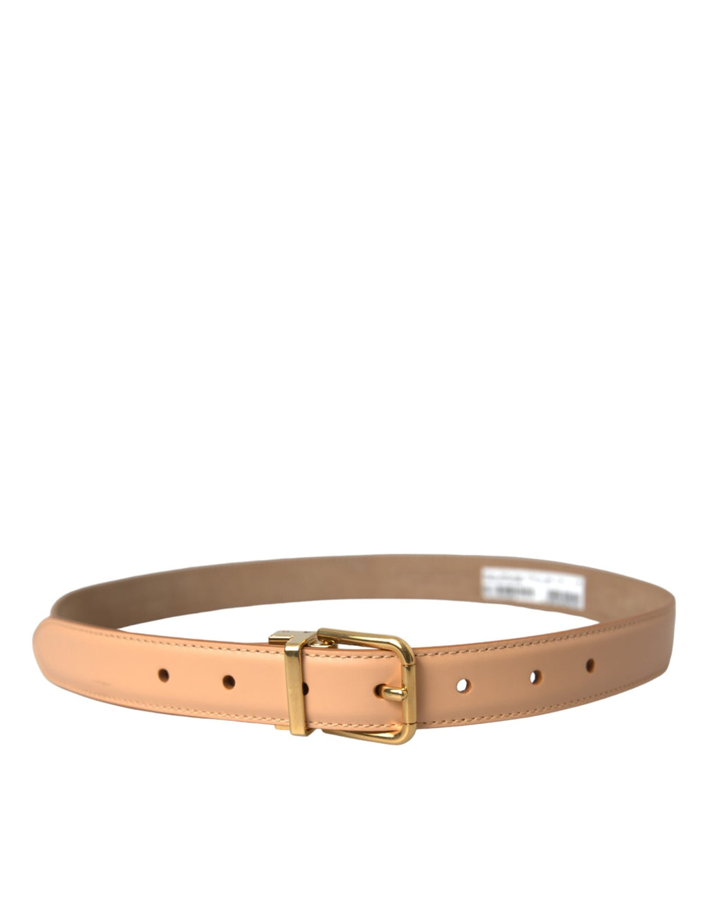 Dolce & Gabbana Beige Calfskin Belt with Gold Metal Buckle