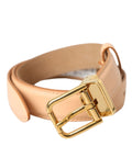 Dolce & Gabbana belt in beige calfskin with gold-tone metal buckle