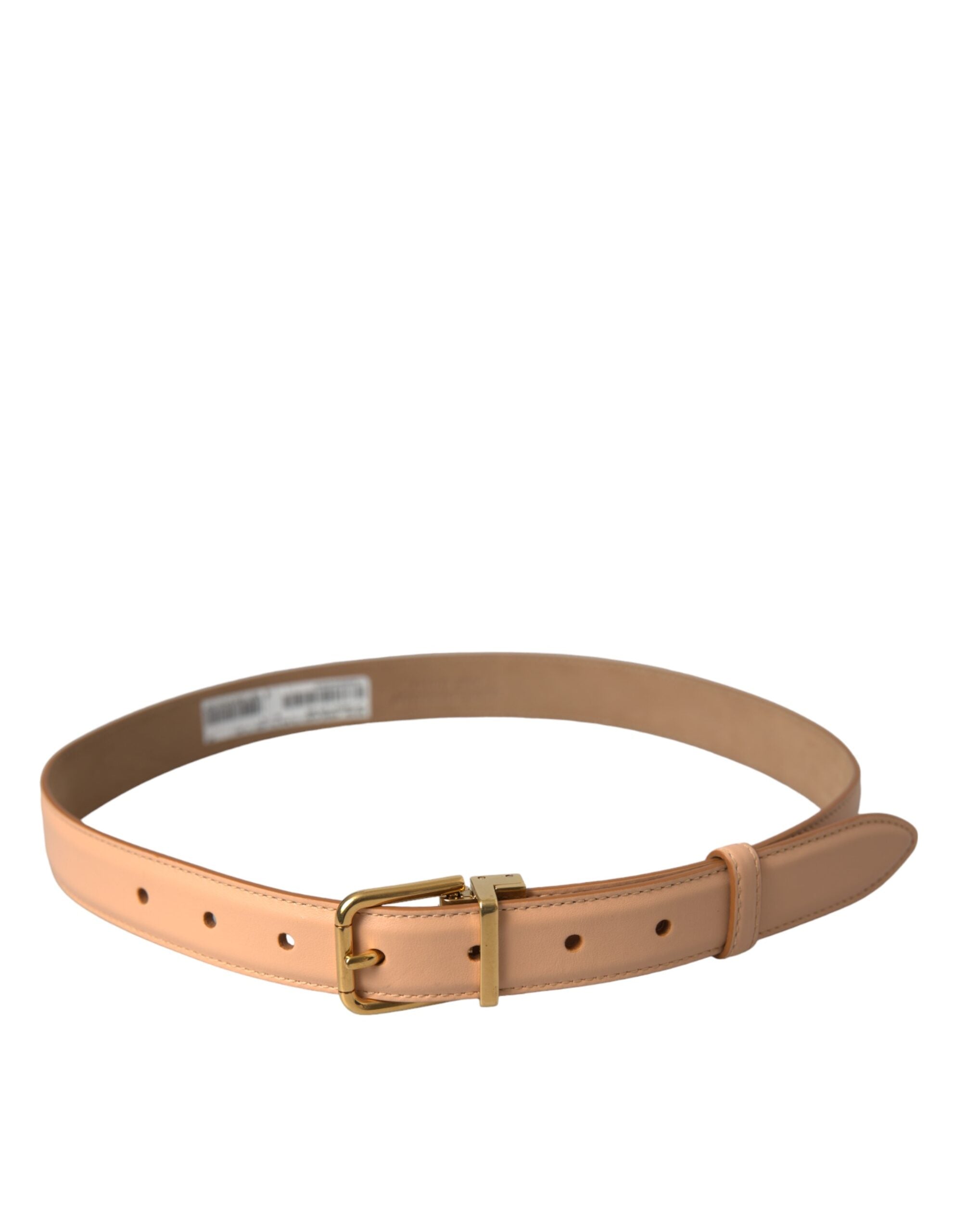 Dolce & Gabbana belt in beige calfskin with gold-tone metal buckle