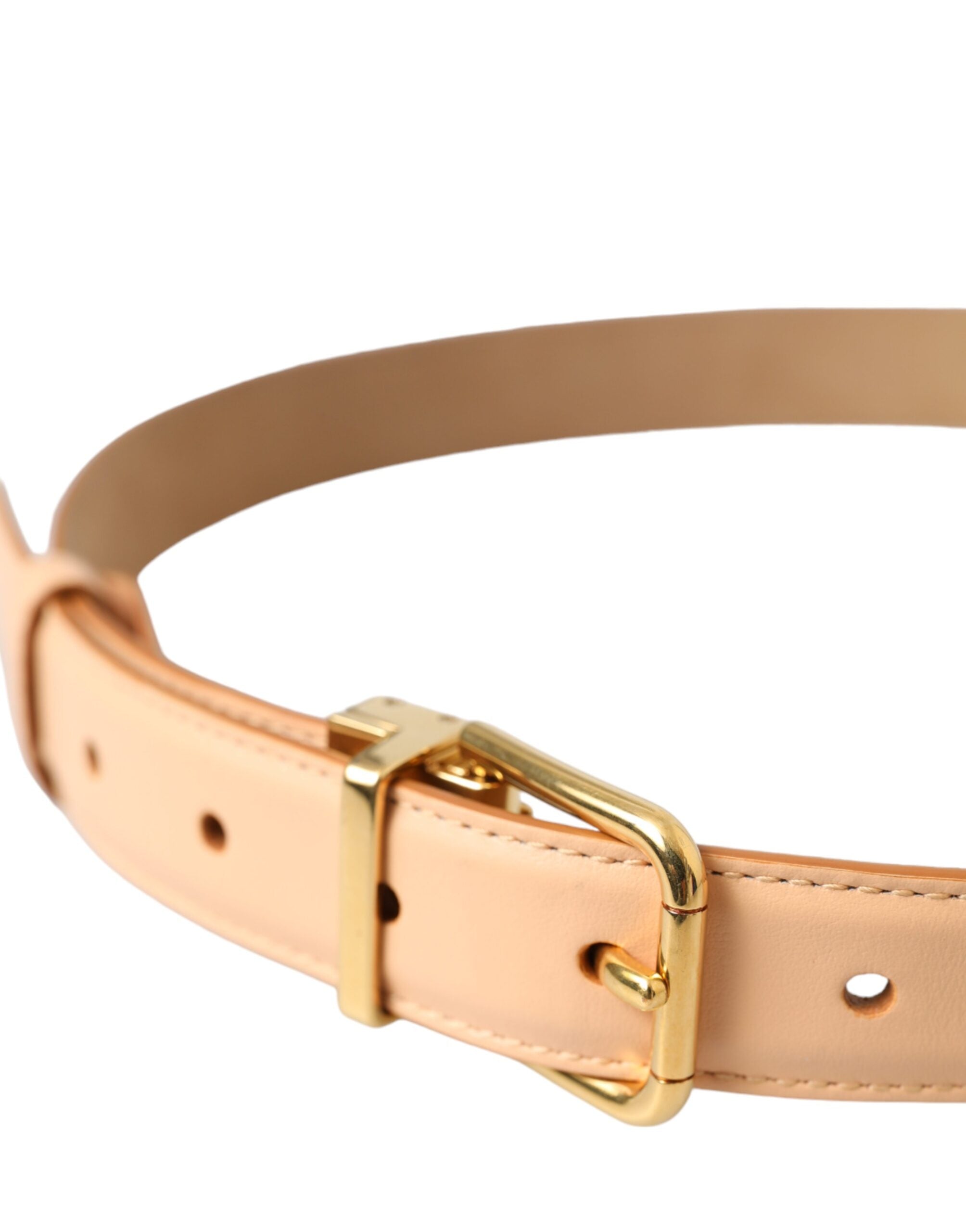 Dolce & Gabbana belt in beige calfskin with gold-tone metal buckle