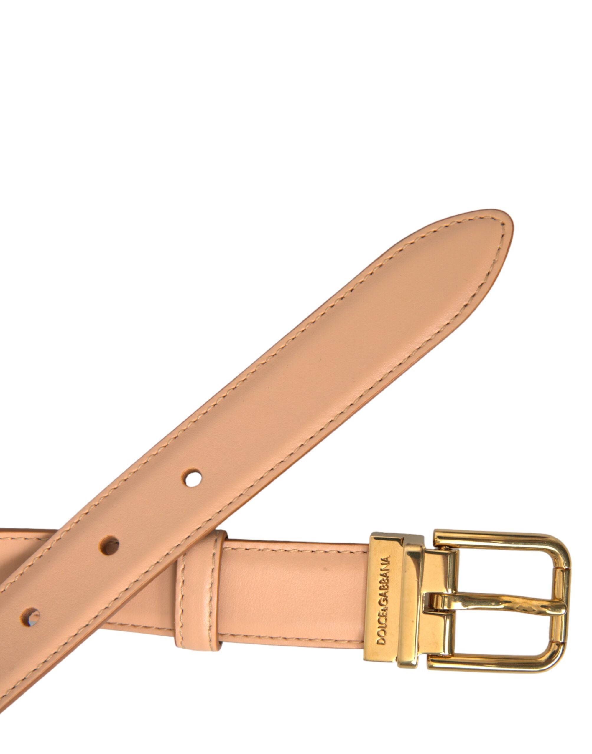 Dolce & Gabbana belt in beige calfskin with gold-tone metal buckle