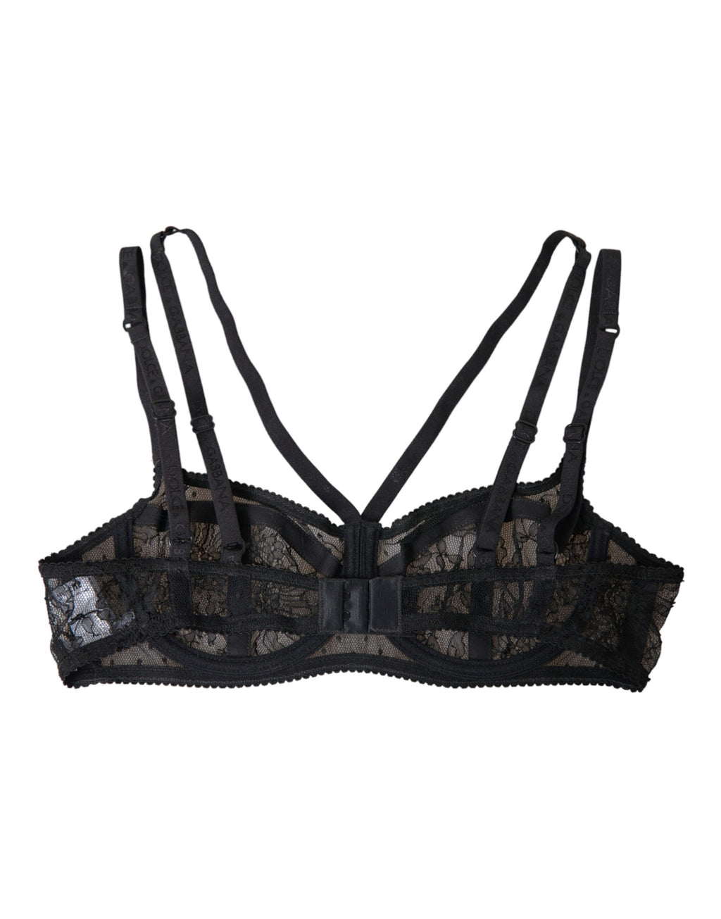 Dolce & Gabbana Black Floral Lace Nylon Balconette Bra Underwear