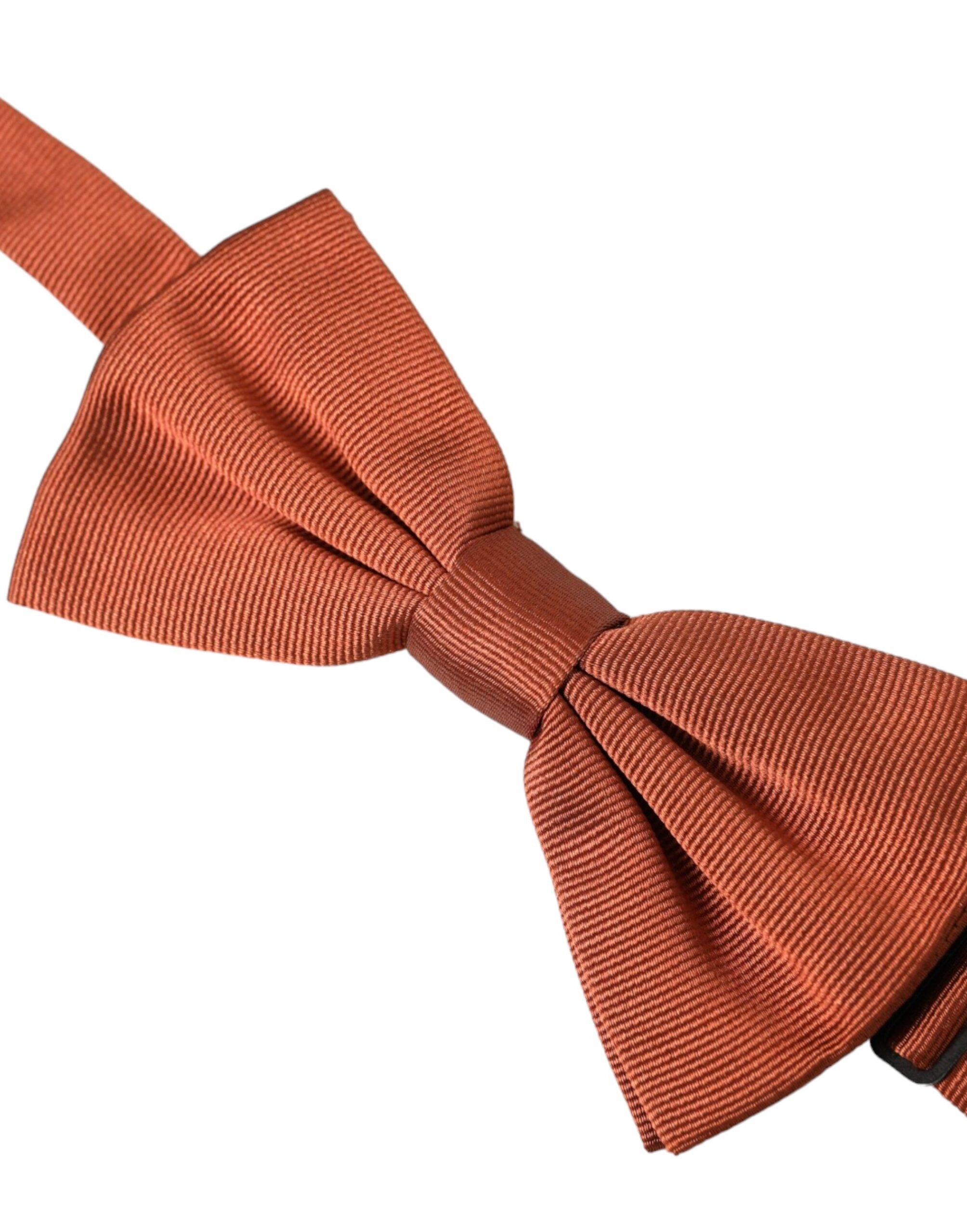 Dolce & Gabbana Brown Silk Adjustable Neck Men's Bow Tie