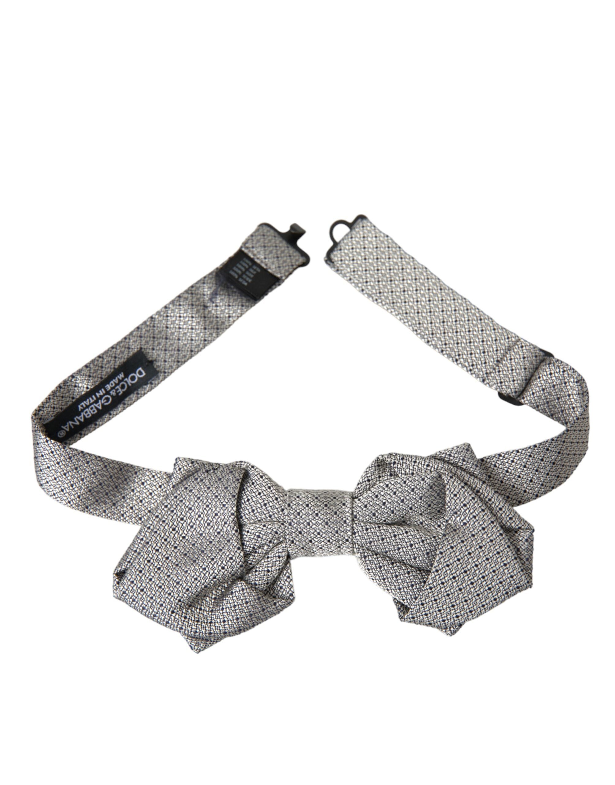 Dolce & Gabbana Gray Silk Adjustable Neck Men's Bow Tie