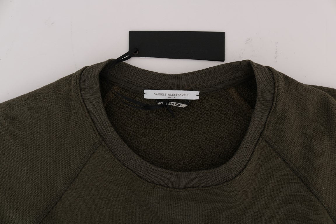 Daniele Alessandrini Green Cotton Crew Neck Sweater