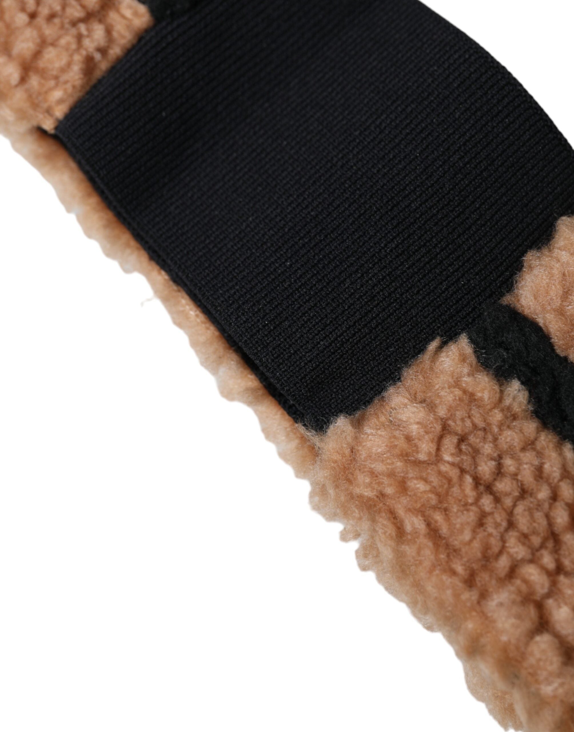 Dolce & Gabbana Brown Black Fleece Wool Headband Hat Men