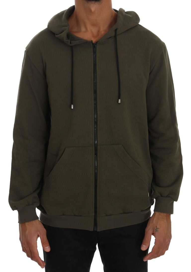 Daniele Alessandrini Green Cotton Full-Zip Sweater