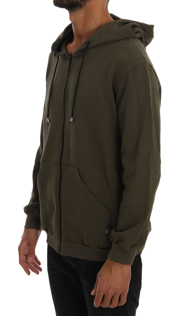 Daniele Alessandrini Green Cotton Full-Zip Sweater