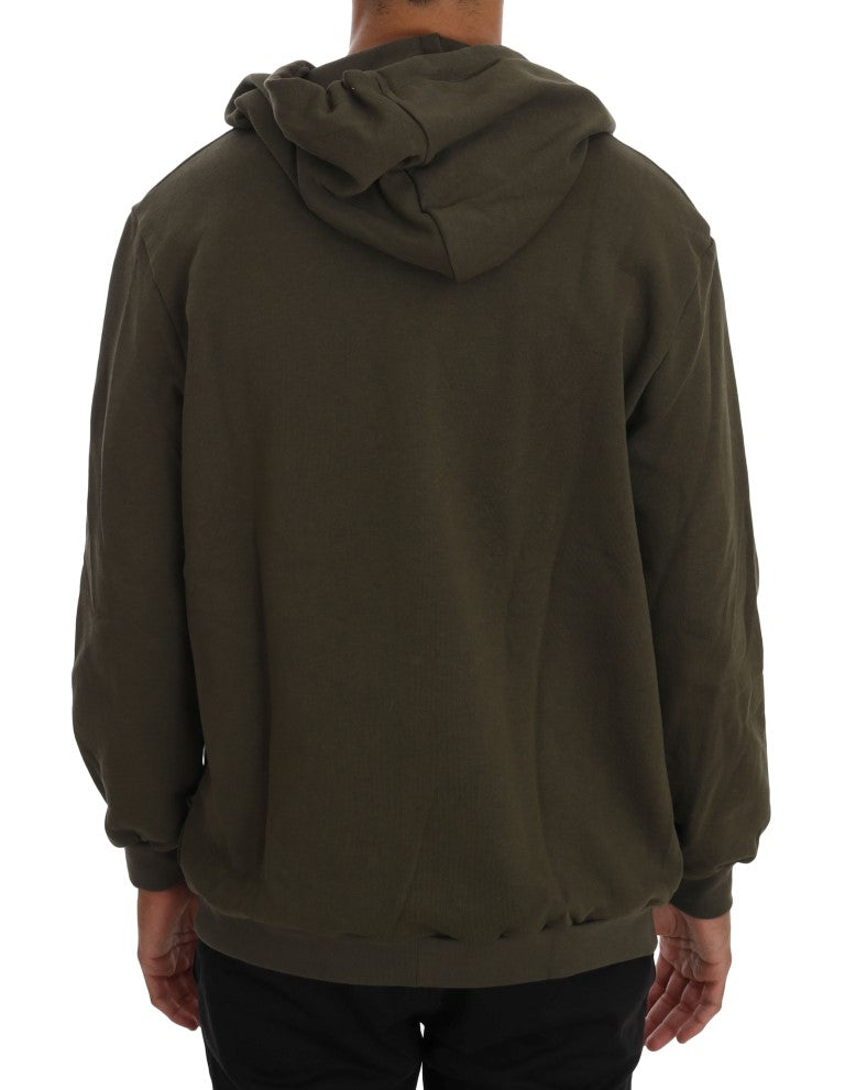 Daniele Alessandrini Green Cotton Full-Zip Sweater