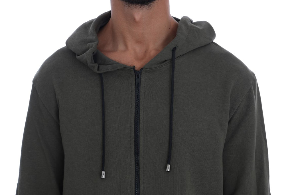 Daniele Alessandrini Green Cotton Full-Zip Sweater