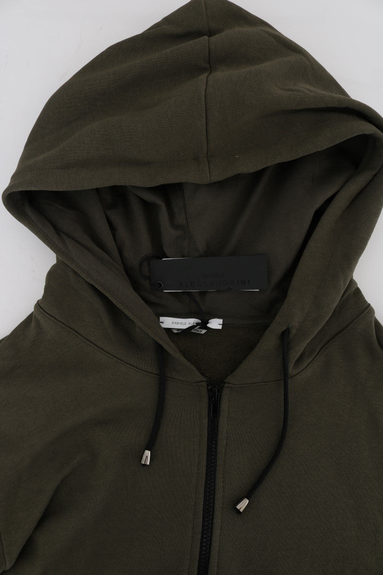 Daniele Alessandrini Green Cotton Full-Zip Sweater