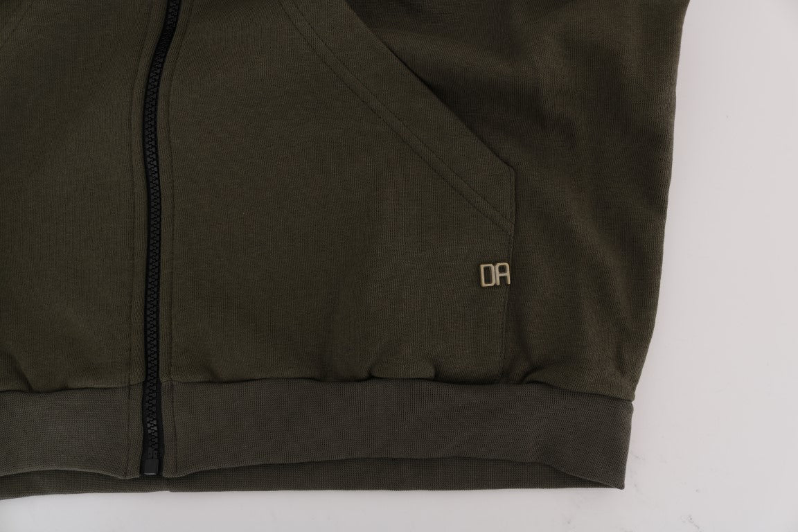 Daniele Alessandrini Green Cotton Full-Zip Sweater