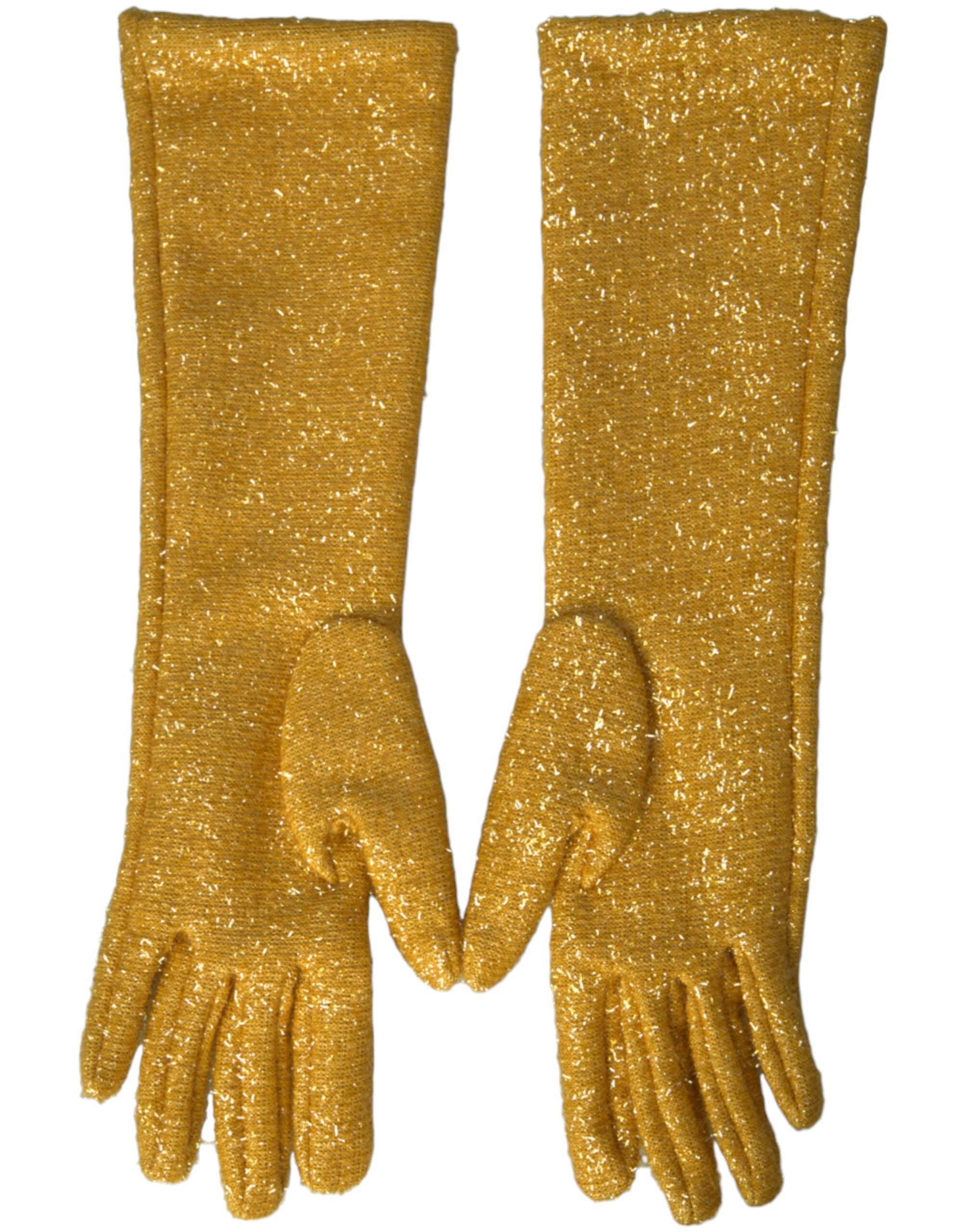 Dolce & Gabbana Gold Lurex Fantasy Mid-Length Gloves