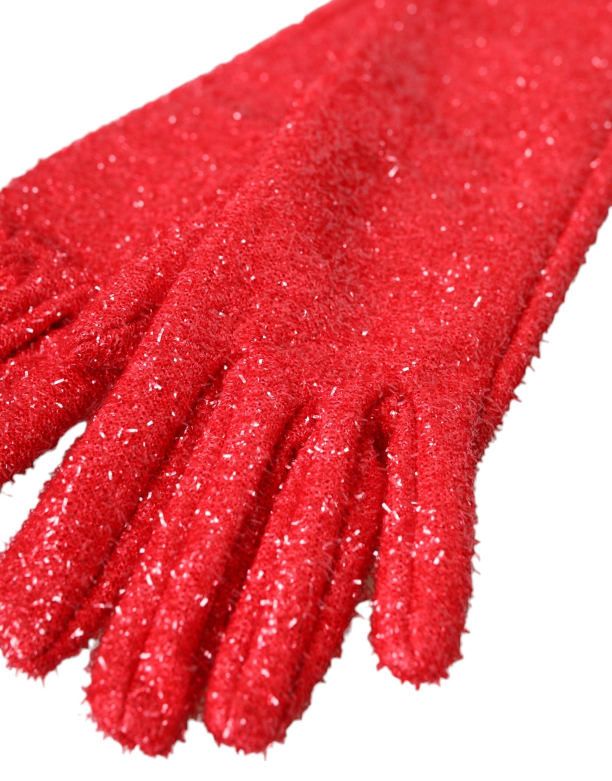Dolce & Gabbana Red Lurex Fantasy Mid-length Gloves
