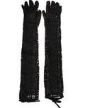 Dolce & Gabbana Schwarze Taormina Spitze Ellenbogenlange Handschuhe